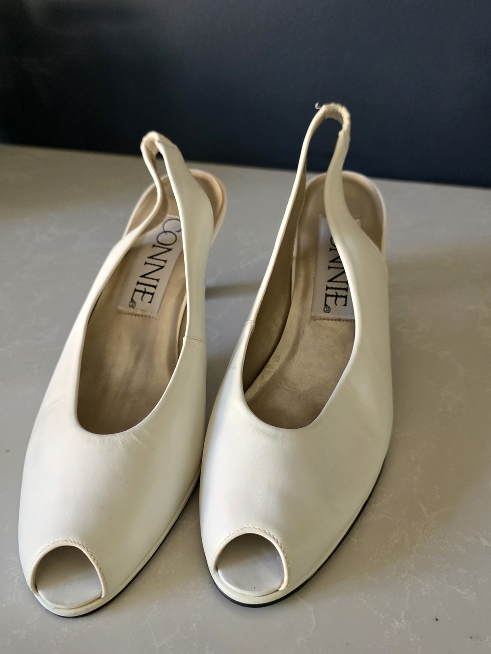 Connie Women's Cream Peep-Toe Slingback Flats